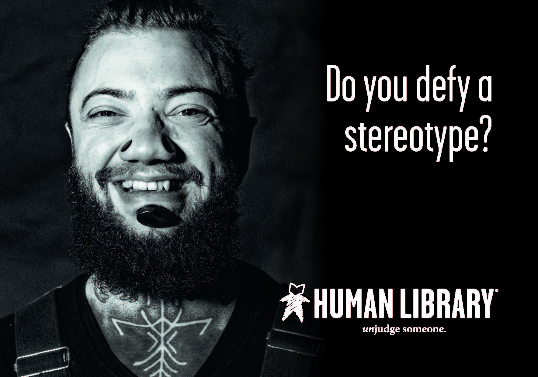 An advert for Human Books, with the question "Do you defy a stereotype?"