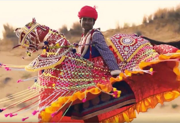 Image of Circus Raj dancer in the desert