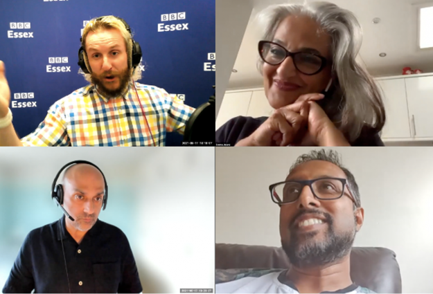 A zoom image of four speakers during the radio interview with BBC Essex