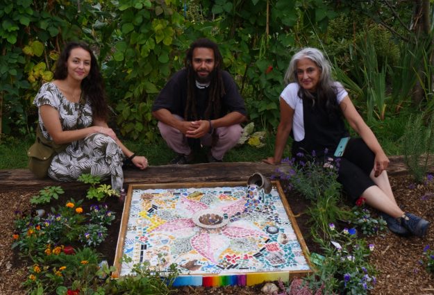 A picture of artists Seema Anand, Lora Aziz and Marley